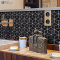 White and Black Diamond Glossy Bathroom Ceramic Mosaic Tile